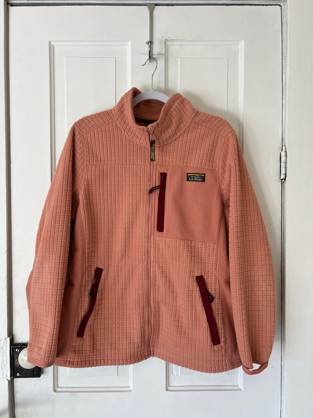LL Bean mountain classic windproof fleece jacket womens XL petite soft cayenne